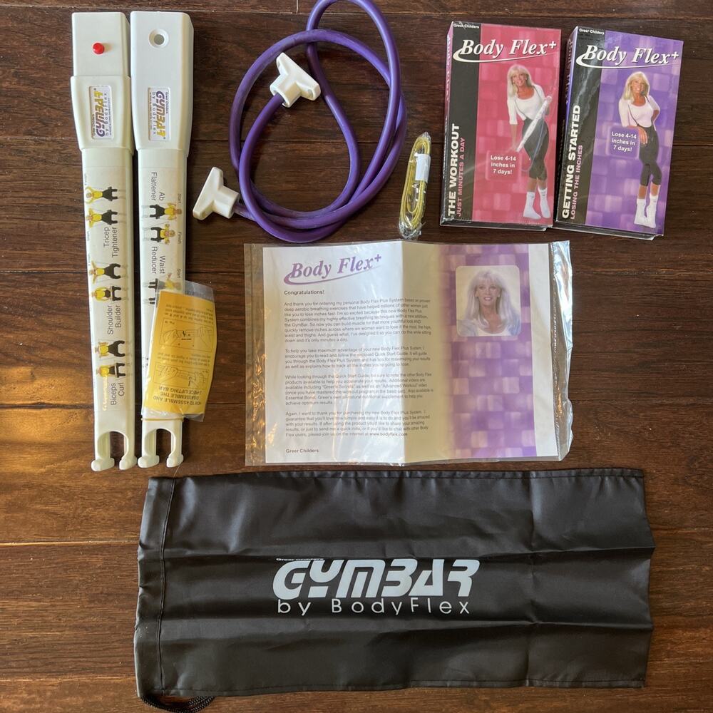 Greer Childers Gymbar by Body Flex Resistance Band System Toner Bar VHS Set